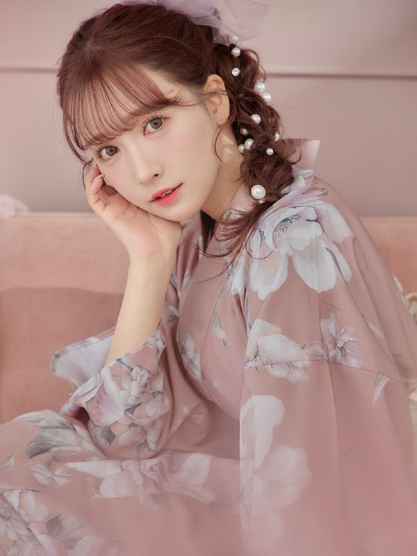 画像14: 【即日発送】大人スウィート/ピンク地フラワー浴衣【浴衣３点セット 浴衣/帯/下駄】[YMT] (14)