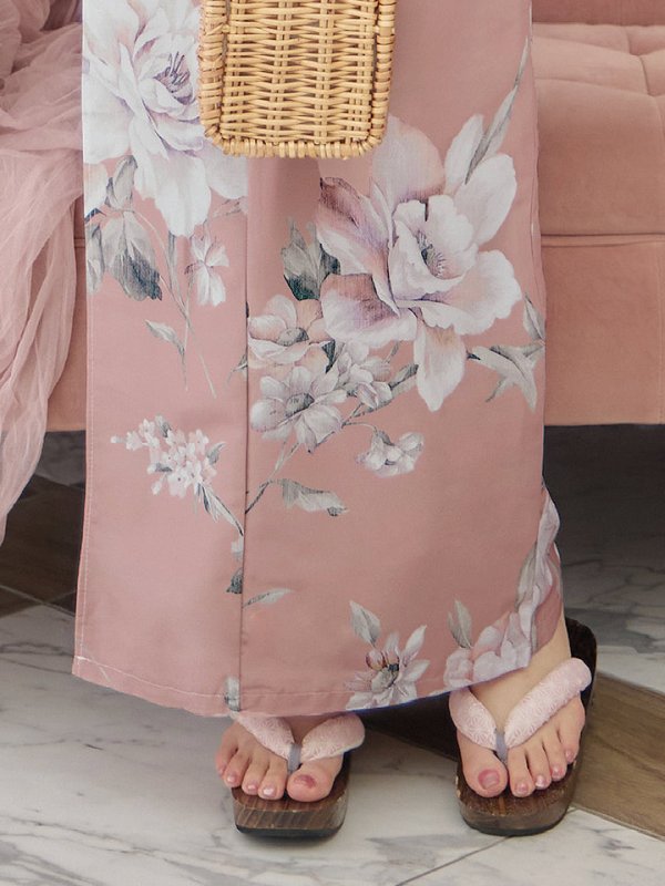 画像7: 【即日発送】大人スウィート/ピンク地フラワー浴衣【浴衣３点セット 浴衣/帯/下駄】[YMT] (7)