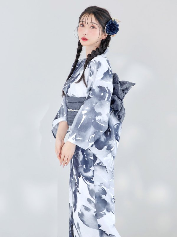 画像11: 【即日発送】【Riuコラボ】水彩グラデーション椿浴衣  【浴衣３点セット 浴衣/帯/下駄】【YMT】 (11)