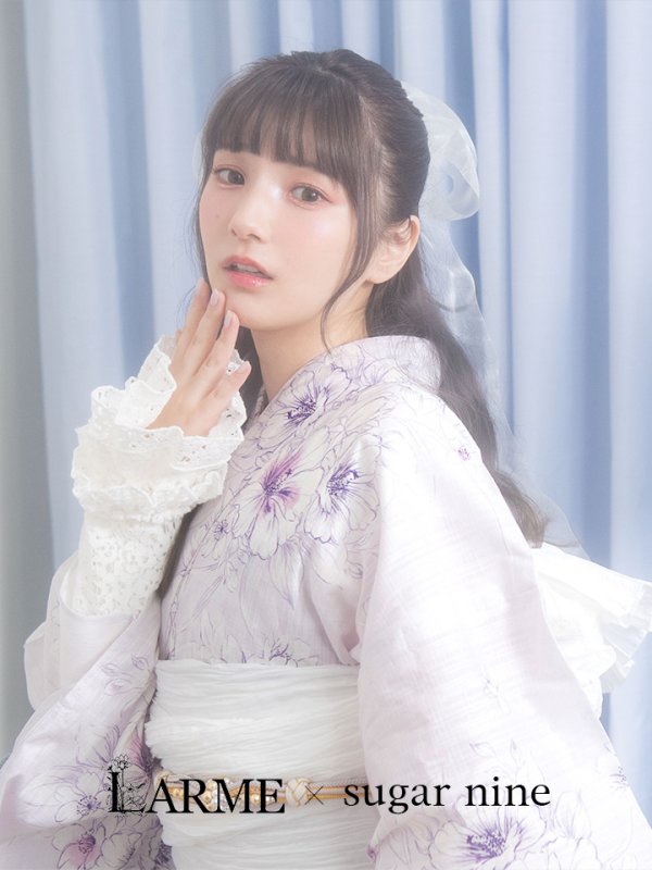 画像3: 【浴衣セール！】【即日発送】可憐なパープルxホワイト牡丹浴衣  【浴衣３点セット 浴衣/帯/下駄】[YMT] (3)