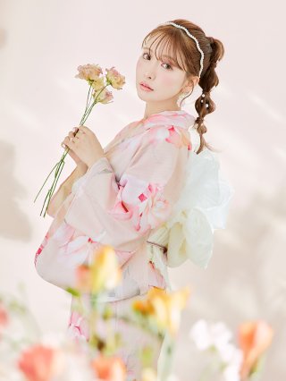 即日発送】アイシーミントフラワー浴衣 OBI-siwa-200-kj-13-OW