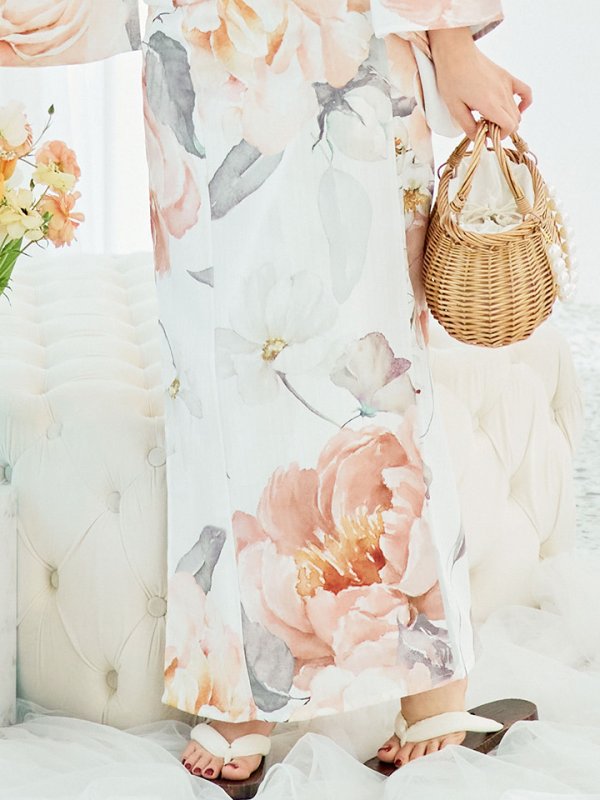 画像20: 【即日発送】アプリコットピンク牡丹浴衣  【浴衣３点セット 浴衣/帯/下駄】[YMT] (20)