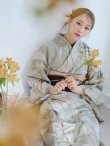 画像1: 【浴衣セール！】【即日発送】ヘルシーリーフ柄ベージュ浴衣  【浴衣３点セット 浴衣/帯/下駄】OBI-hira-100-ok-2-BRxBE / HIMO-900-yn-7-MOC / HEKO-800-sb-3-BR / YA-1081-kj-P / YA-1081-kj-BR / GETA-01-kj-5-MOC[YMT] (1)