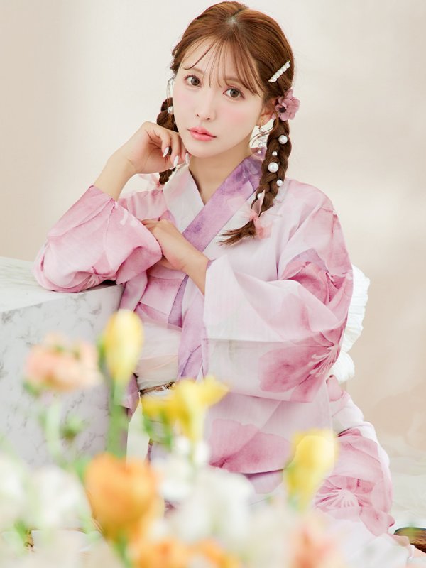 画像3: 【即日発送！】sweetチェリーブロッサム浴衣  【浴衣３点セット 浴衣/帯/下駄】[YMT] (3)