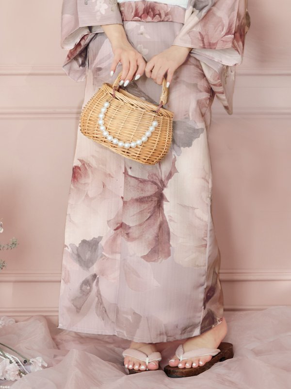 画像23: 【即日発送】アンティークフラワーピンク浴衣  【浴衣３点セット 浴衣/帯/下駄】[YMT] (23)