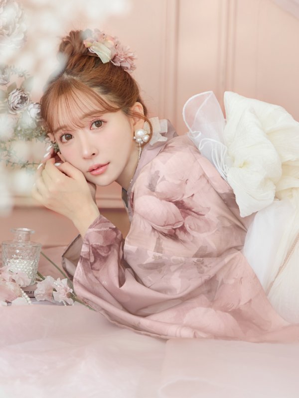 画像3: 【即日発送】アンティークフラワーピンク浴衣  【浴衣３点セット 浴衣/帯/下駄】[YMT] (3)