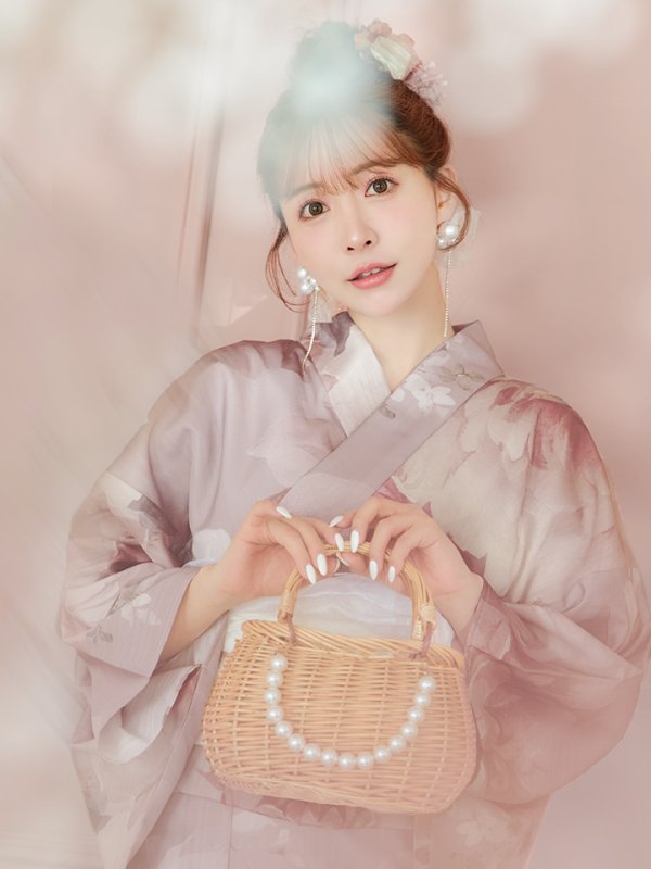 画像8: 【即日発送】アンティークフラワーピンク浴衣  【浴衣３点セット 浴衣/帯/下駄】[YMT] (8)