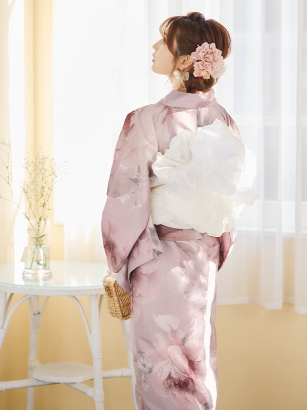 画像10: 【即日発送】アンティークフラワーピンク浴衣  【浴衣３点セット 浴衣/帯/下駄】[YMT] (10)