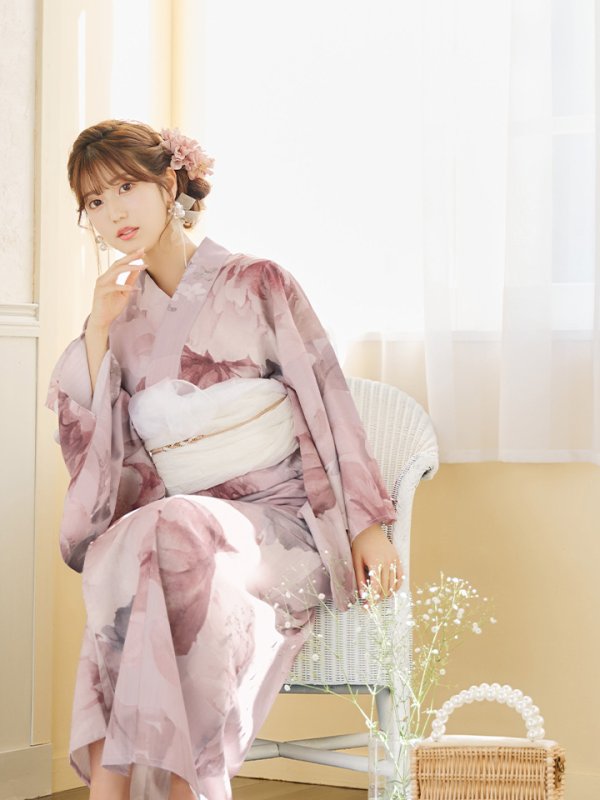 画像13: 【即日発送】アンティークフラワーピンク浴衣  【浴衣３点セット 浴衣/帯/下駄】[YMT] (13)