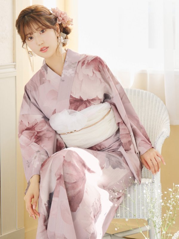 画像16: 【即日発送】アンティークフラワーピンク浴衣  【浴衣３点セット 浴衣/帯/下駄】[YMT] (16)