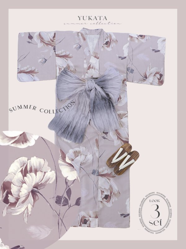 画像19: 【即日発送】【浴衣セール！】ロマンティックピオニー浴衣  【浴衣３点セット 浴衣/帯/下駄】[YMT] (19)