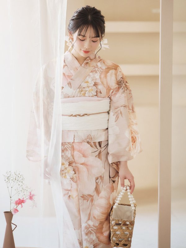 画像10: 【即日発送！】くすみピンクスウィート浴衣  【浴衣３点セット 浴衣/帯/下駄】[YMT] (10)