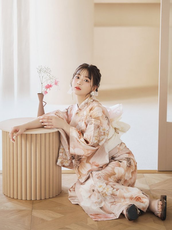 画像11: 【即日発送！】くすみピンクスウィート浴衣  【浴衣３点セット 浴衣/帯/下駄】[YMT] (11)