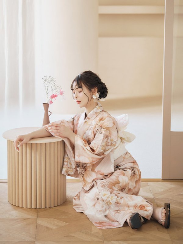 画像12: 【即日発送！】くすみピンクスウィート浴衣  【浴衣３点セット 浴衣/帯/下駄】[YMT] (12)