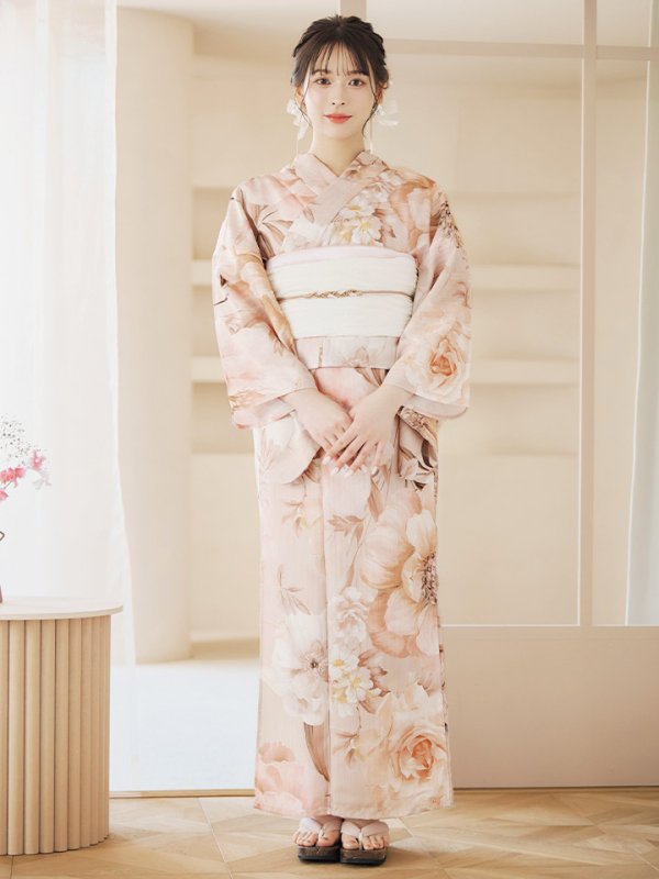 画像4: 【即日発送！】くすみピンクスウィート浴衣  【浴衣３点セット 浴衣/帯/下駄】[YMT] (4)