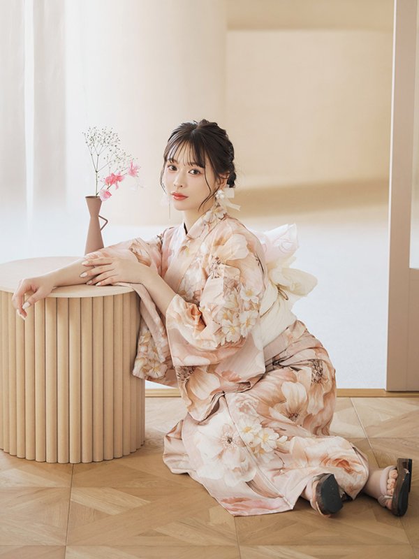 画像5: 【即日発送！】くすみピンクスウィート浴衣  【浴衣３点セット 浴衣/帯/下駄】[YMT] (5)