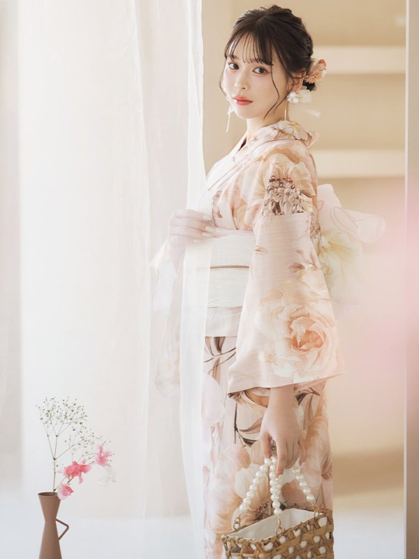 画像9: 【即日発送！】くすみピンクスウィート浴衣  【浴衣３点セット 浴衣/帯/下駄】[YMT] (9)