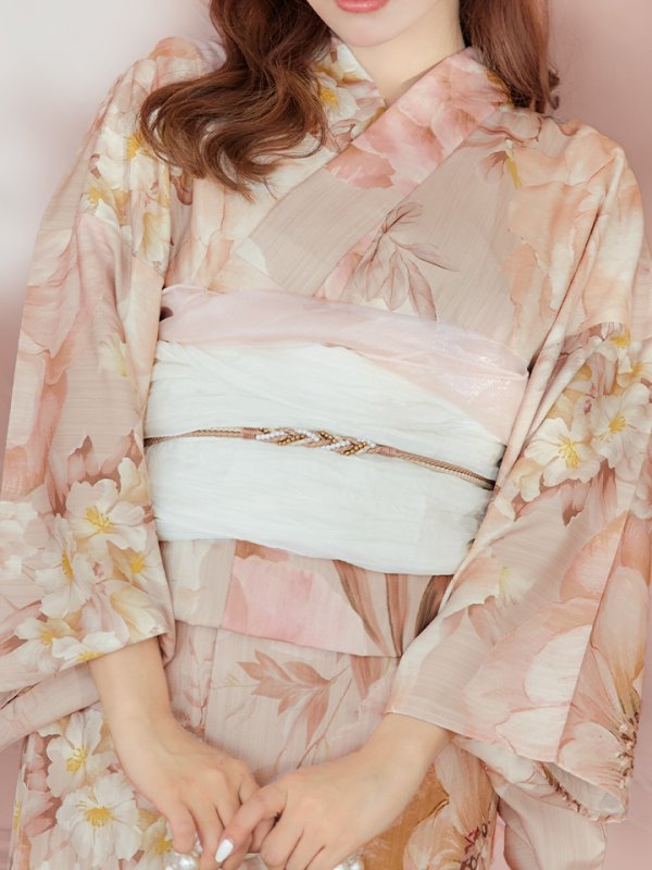 画像17: 【即日発送！】アンティークフラワーピンク浴衣  【浴衣３点セット 浴衣/帯/下駄】[YMT] (17)