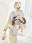 画像13: 【浴衣セール！】グレージュ×イエローフラワー浴衣 OBI-siwa-200-kj-9-BR / HIMO-900-yn-7-MOC / HEKO-800-sb-3-BR / YA-496-kj-W / GETA-01-kj-5-MOC / [YMT] (13)