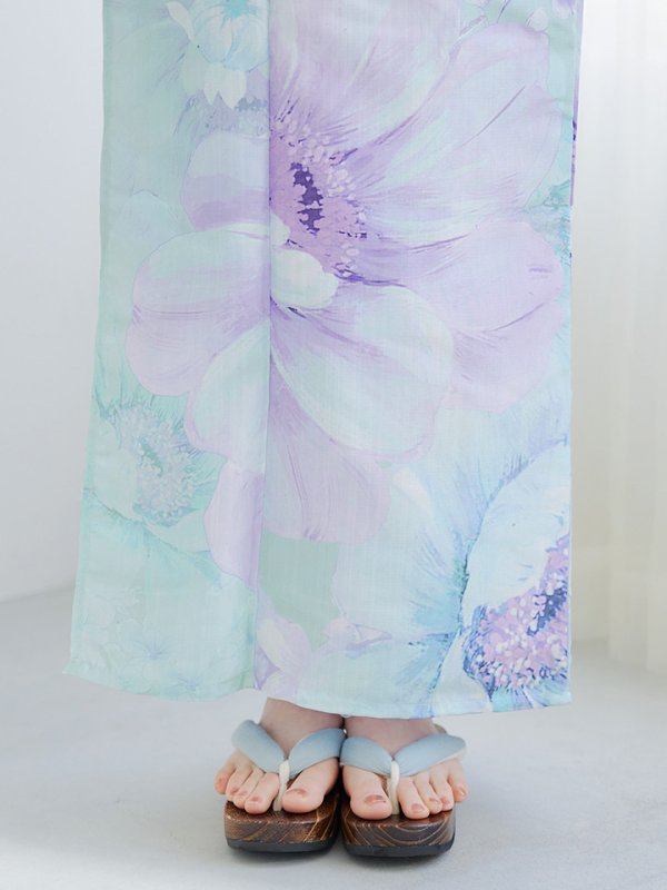 画像17: 【即日発送】ニュアンスフラワーミント牡丹浴衣  【浴衣３点セット 浴衣/帯/下駄】[YMT] (17)