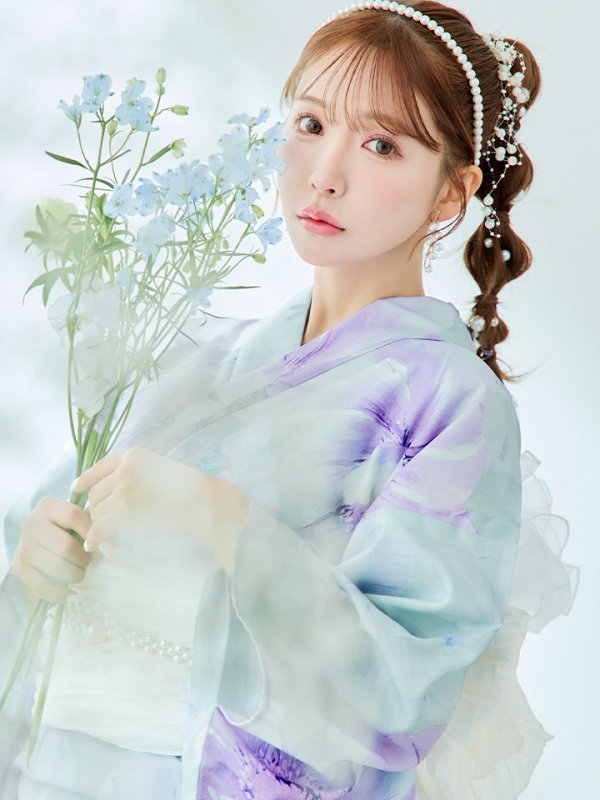 画像11: 【即日発送】ニュアンスフラワーミント牡丹浴衣  【浴衣３点セット 浴衣/帯/下駄】[YMT] (11)