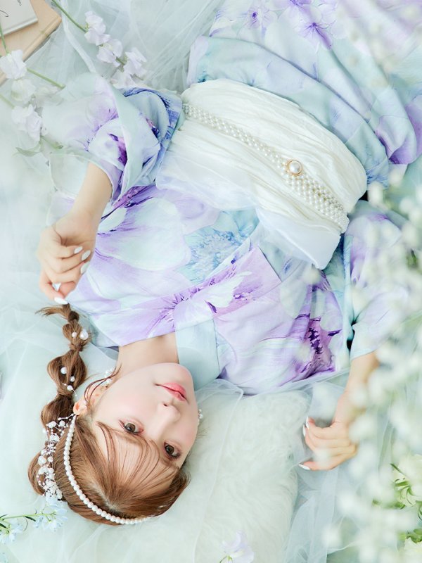 画像16: 【即日発送】ニュアンスフラワーミント牡丹浴衣  【浴衣３点セット 浴衣/帯/下駄】[YMT] (16)