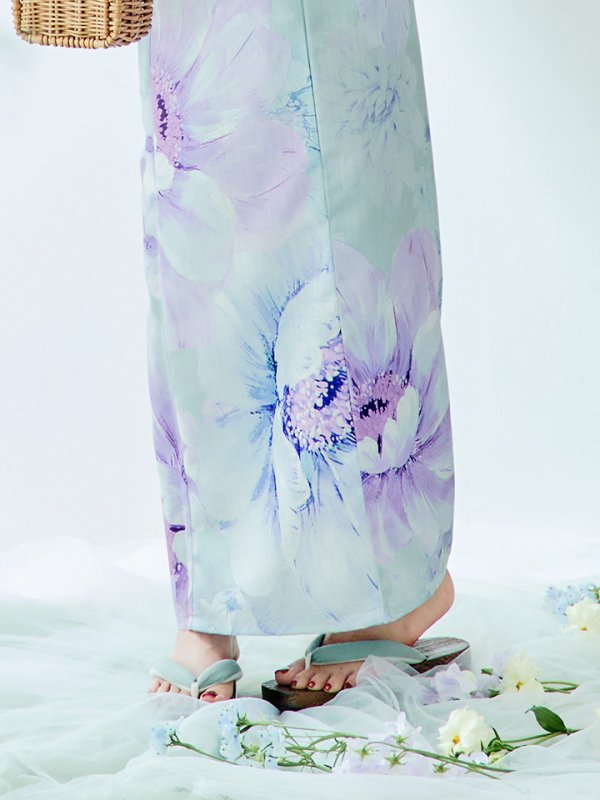 画像19: 【即日発送】ニュアンスフラワーミント牡丹浴衣  【浴衣３点セット 浴衣/帯/下駄】[YMT] (19)