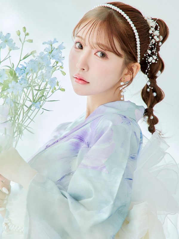 画像9: 【即日発送】ニュアンスフラワーミント牡丹浴衣  【浴衣３点セット 浴衣/帯/下駄】[YMT] (9)