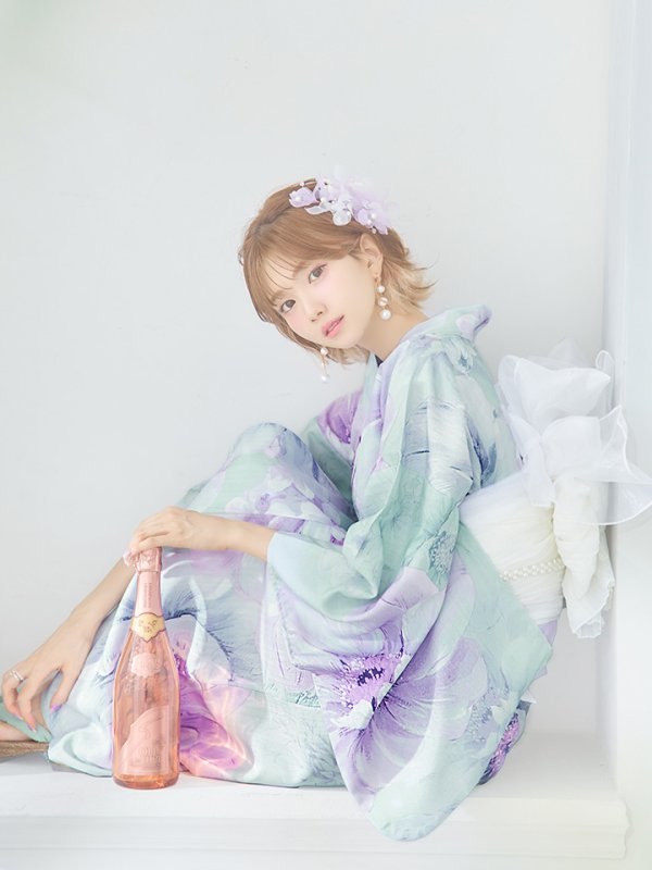 画像12: 【即日発送】ニュアンスフラワーミント牡丹浴衣  【浴衣３点セット 浴衣/帯/下駄】[YMT] (12)