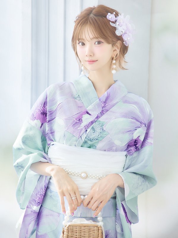 画像5: 【即日発送】ニュアンスフラワーミント牡丹浴衣  【浴衣３点セット 浴衣/帯/下駄】[YMT] (5)