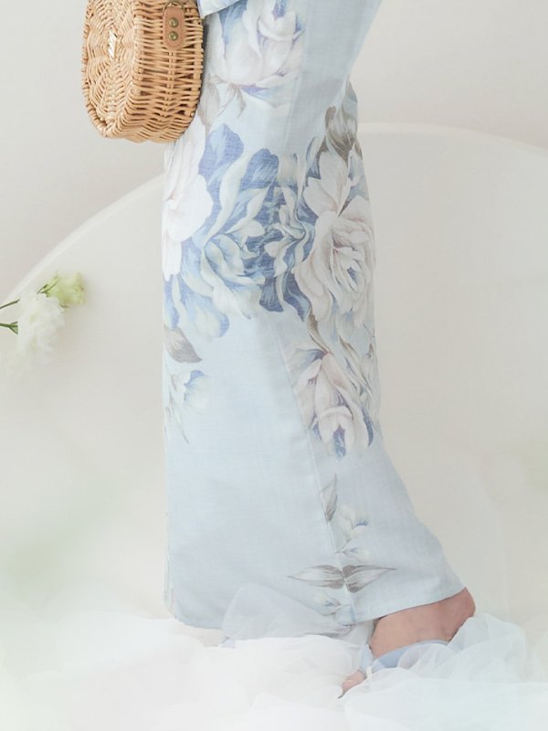 画像28: 【即日発送】クラシカルローズブルー浴衣  【浴衣３点セット 浴衣/帯/下駄】[YMT] (28)