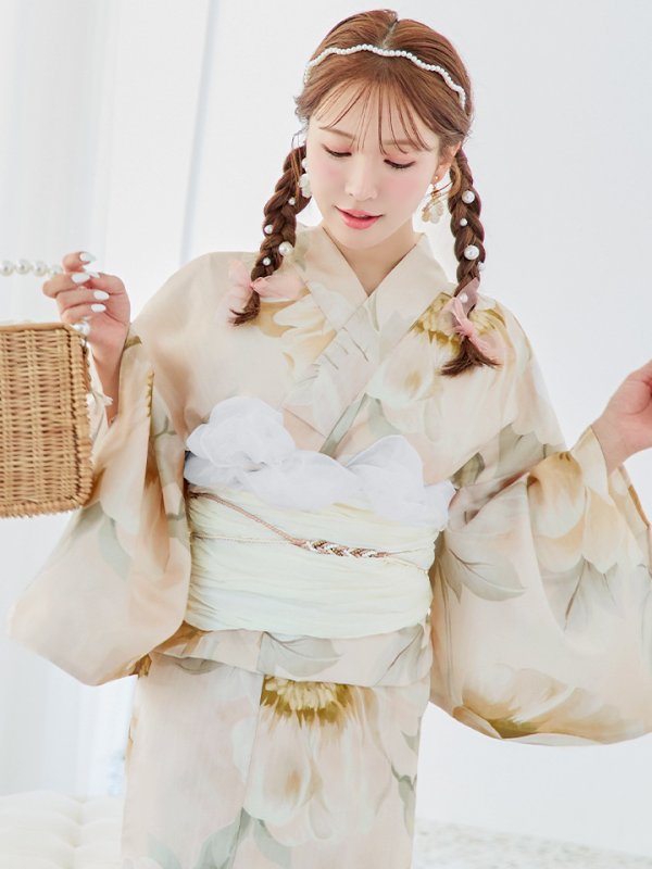 画像11: 【即日発送！】クリームイエローピオニー浴衣  【浴衣３点セット 浴衣/帯/下駄】[YMT] (11)