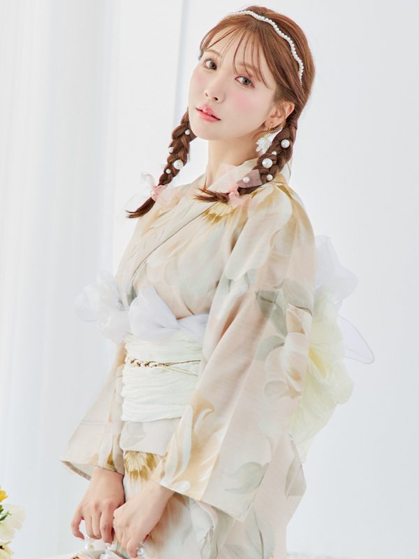 画像12: 【即日発送！】クリームイエローピオニー浴衣  【浴衣３点セット 浴衣/帯/下駄】[YMT] (12)