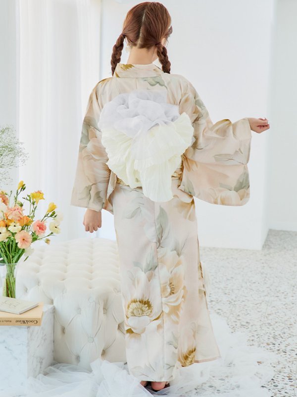 画像13: 【即日発送！】クリームイエローピオニー浴衣  【浴衣３点セット 浴衣/帯/下駄】[YMT] (13)