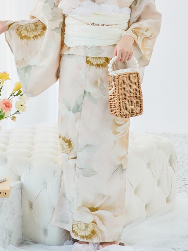 画像15: 【即日発送！】クリームイエローピオニー浴衣  【浴衣３点セット 浴衣/帯/下駄】[YMT] (15)