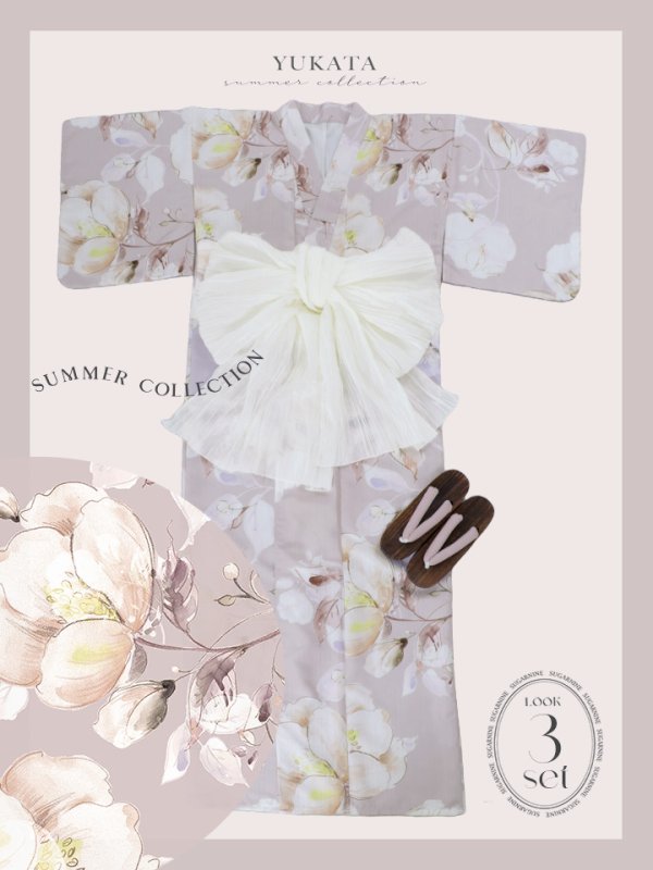 画像24: 【即日発送】大人くすみピンクx牡丹浴衣  【浴衣３点セット 浴衣/帯/下駄】[YMT] (24)
