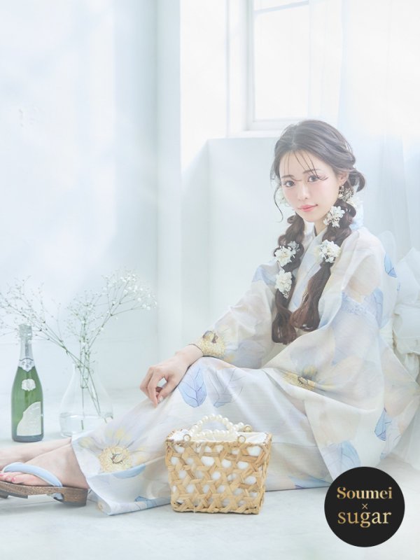 画像2: 【即日発送】アイシーフラワー牡丹浴衣  【浴衣３点セット 浴衣/帯/下駄】[YMT] (2)