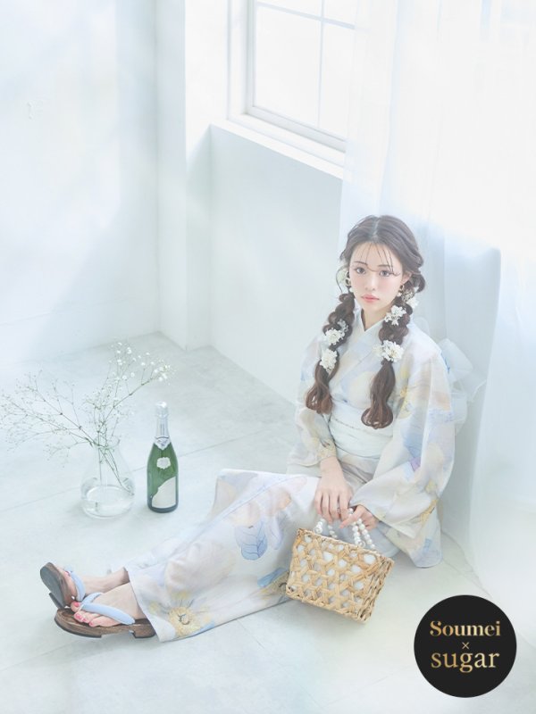 画像3: 【即日発送】アイシーフラワー牡丹浴衣  【浴衣３点セット 浴衣/帯/下駄】[YMT] (3)