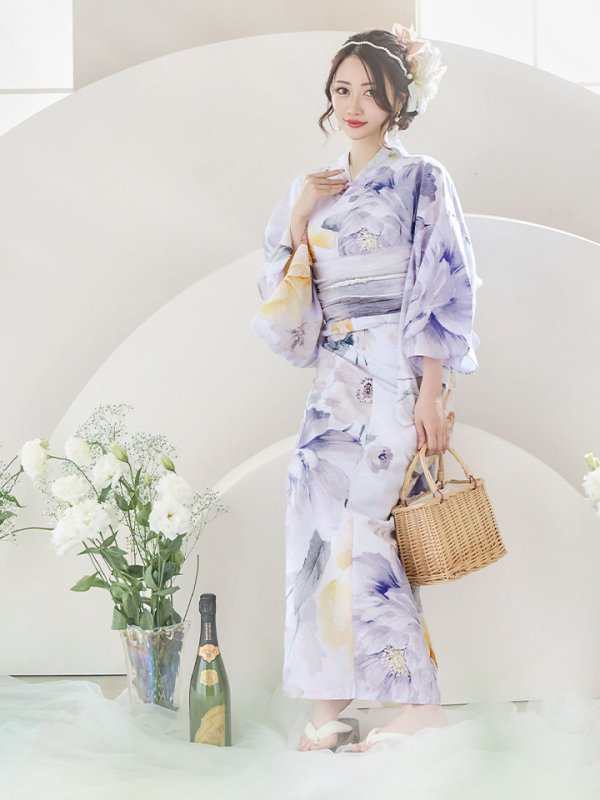 画像6: 【即日発送】シャーベットフラワー牡丹浴衣  【浴衣３点セット 浴衣/帯/下駄】[OF04] (6)