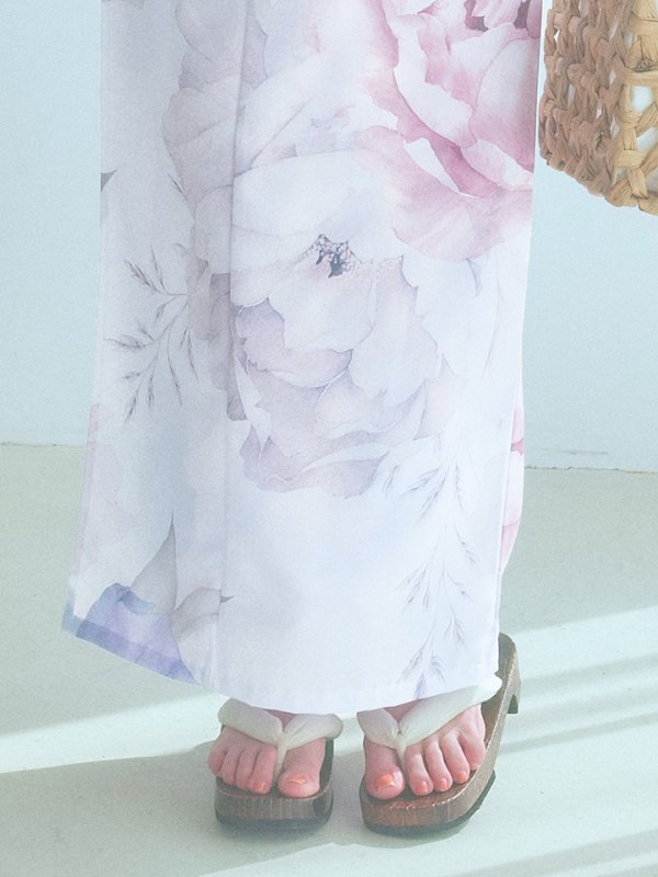 画像21: 【即日発送】ホワイト×ピオニー浴衣  【浴衣３点セット 浴衣/帯/下駄】[OF04] (21)