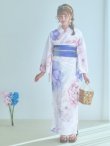 画像4: 【即日発送】ホワイト×ピオニー浴衣  【浴衣３点セット 浴衣/帯/下駄】OBI-g-500-kj-10-BL / HIMO-900-yn-5-IV / HEKO-800-sb-5-W / YA-1079-kj-6-W / GETA-01-kj-3-IV[YMT] (4)