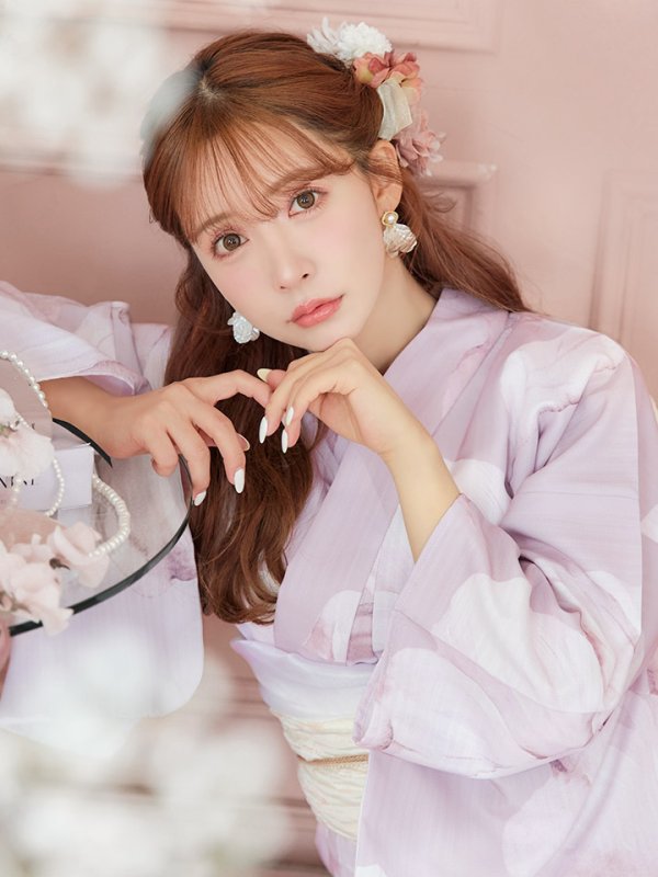 画像1: 【即日発送】くすみピンクブロッサム浴衣  【浴衣３点セット 浴衣/帯/下駄】[YMT] (1)