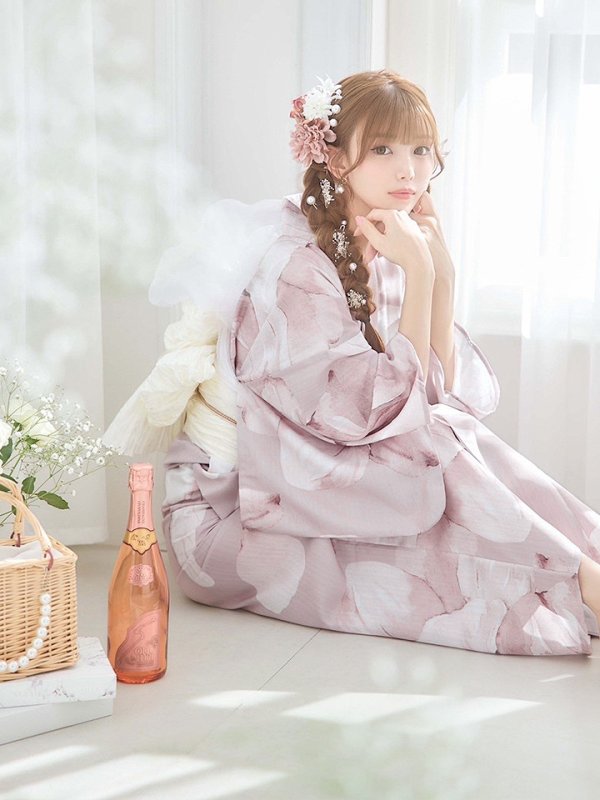 画像17: 【即日発送】くすみピンクブロッサム浴衣  【浴衣３点セット 浴衣/帯/下駄】[YMT] (17)