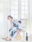 画像6: 【即日発送】グラデーションブルーグリーン浴衣  【浴衣３点セット 浴衣/帯/下駄】OBI-g-500-kj-9-NV / HIMO-900-yn-4-GYxGY / HEKO-800-sb-5-W / YA-73-kn-GY / GETA-01-kj-3-IV [YMT] (6)