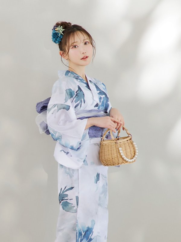 画像14: 【即日発送】グラデーションブルーグリーン浴衣  【浴衣３点セット 浴衣/帯/下駄】[YMT] (14)