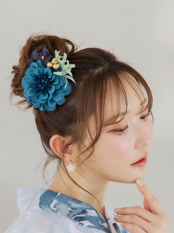 画像15: 【即日発送】グラデーションブルーグリーン浴衣  【浴衣３点セット 浴衣/帯/下駄】[YMT] (15)