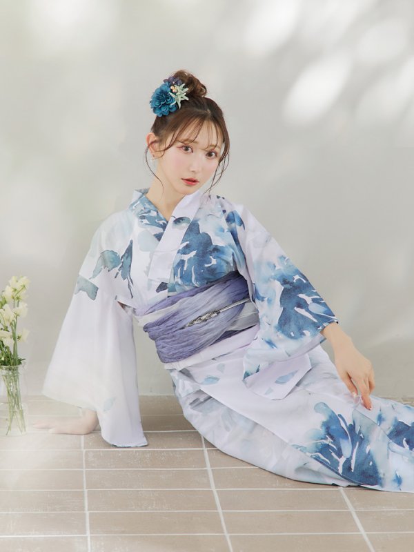 画像17: 【即日発送】グラデーションブルーグリーン浴衣  【浴衣３点セット 浴衣/帯/下駄】[YMT] (17)