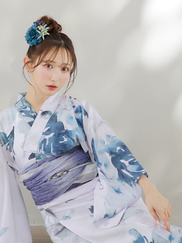 画像18: 【即日発送】グラデーションブルーグリーン浴衣  【浴衣３点セット 浴衣/帯/下駄】[YMT] (18)