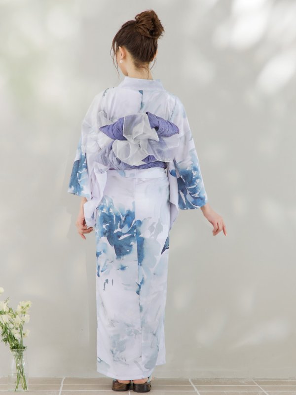 画像21: 【即日発送】グラデーションブルーグリーン浴衣  【浴衣３点セット 浴衣/帯/下駄】[YMT] (21)