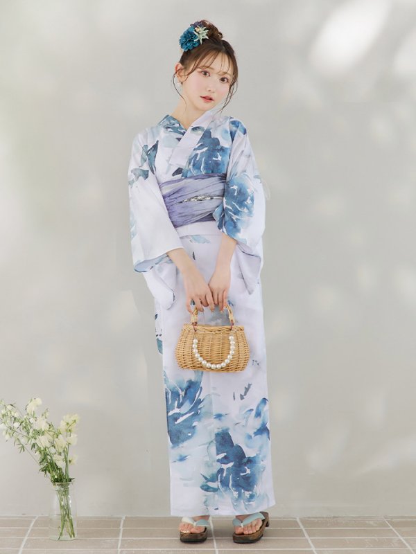 画像4: 【即日発送】グラデーションブルーグリーン浴衣  【浴衣３点セット 浴衣/帯/下駄】[YMT] (4)